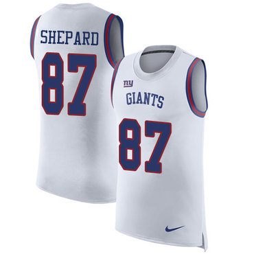 Nike Giants #87 Sterling Shepard White Men's Stitched NFL Limited Rush Tank Top Jersey Nike Giants #87 Sterling Shepard White Men's Stitched NFL Limited Rush Tank Top Jersey