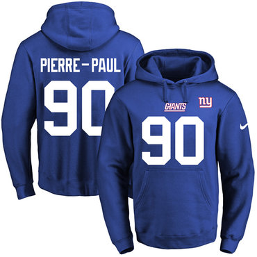 Nike Giants #90 Jason Pierre-Paul Royal Blue Name & Number Pullover NFL Hoodie Nike Giants #90 Jason Pierre-Paul Royal Blue Name & Number Pullover NFL Hoodie