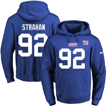Nike Giants #92 Michael Strahan Royal Blue Name & Number Pullover NFL Hoodie Nike Giants #92 Michael Strahan Royal Blue Name & Number Pullover NFL Hoodie