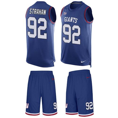Nike Giants #92 Michael Strahan Royal Blue Team Color Men's Stitched NFL Limited Tank Top Suit Jersey Nike Giants #92 Michael Strahan Royal Blue Team Color Men's Stitched NFL Limited Tank Top Suit Jersey