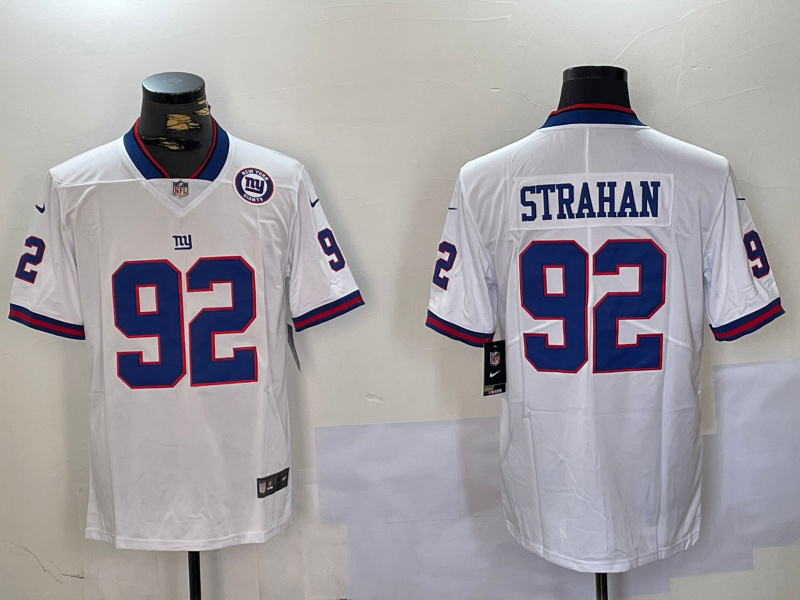 Nike Giants #92 Michael Strahan White Men's Stitched NFL Limited Rush Jersey