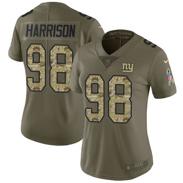 Nike Giants #98 Damon Harrison Olive Camo Women's Stitched NFL Limited 2017 Salute to Service Jersey