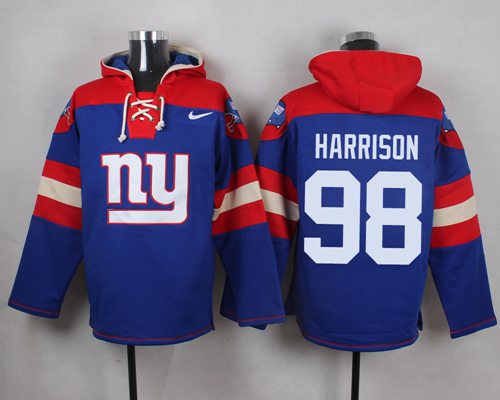 Nike Giants #98 Damon Harrison Royal Blue Player Pullover NFL Hoodie Nike Giants #98 Damon Harrison Royal Blue Player Pullover NFL Hoodie