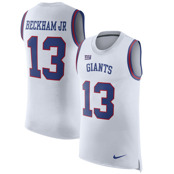 Nike Giants 13 Odell Beckham Jr White Color Rush Name & Number Tank Top
