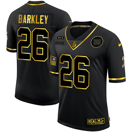 Nike Giants 26 Saquon Barkley Black Gold 2020 Salute To Service Limited Jersey Nike Giants 26 Saquon Barkley Black Gold 2020 Salute To Service Limited Jersey