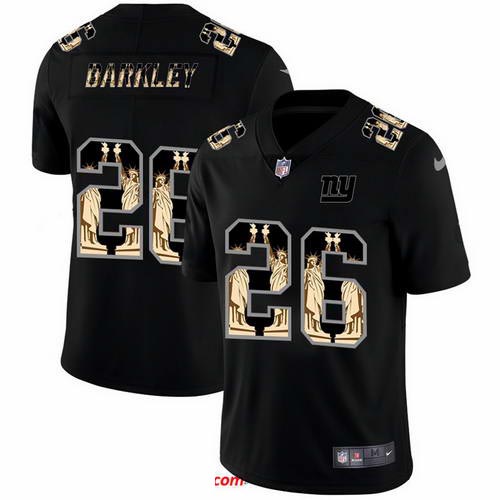 Nike Giants 26 Saquon Barkley Black Statue Of Liberty Limited Jersey
