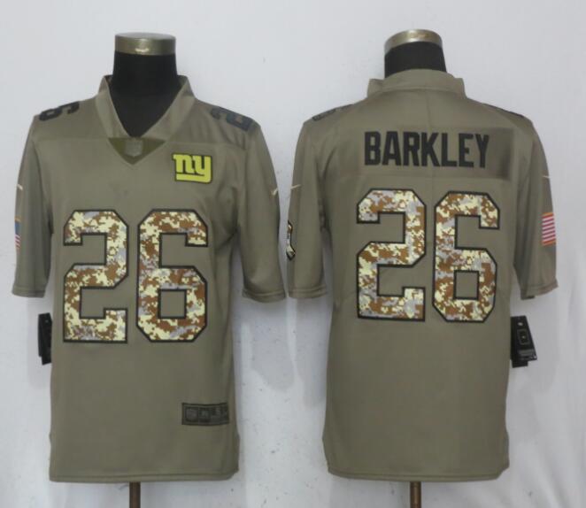 Nike Giants 26 Saquon Barkleyn Olive Vapor Salute To Service Limited Jersey