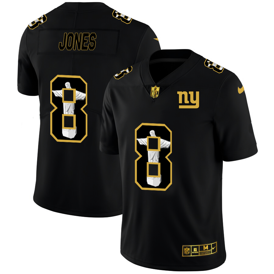 Nike Giants 8 Daniel Jones Black Jesus Faith Edition Limited Jersey