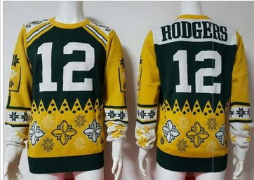 Nike Green Bay Packers #12 Aaron Rodgers Green Yellow Men''s Ugly Sweater Nike Green Bay Packers #12 Aaron Rodgers Green Yellow Men''s Ugly Sweater