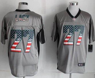 Nike Green Bay Packers #27 Eddie Lacy Grey NFL Elite USA Flag Fashion Jersey Nike Green Bay Packers #27 Eddie Lacy Grey NFL Elite USA Flag Fashion Jersey
