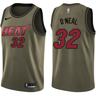 Nike Heat #32 Shaquille O'Neal Green Salute to Service NBA Swingman Jersey
