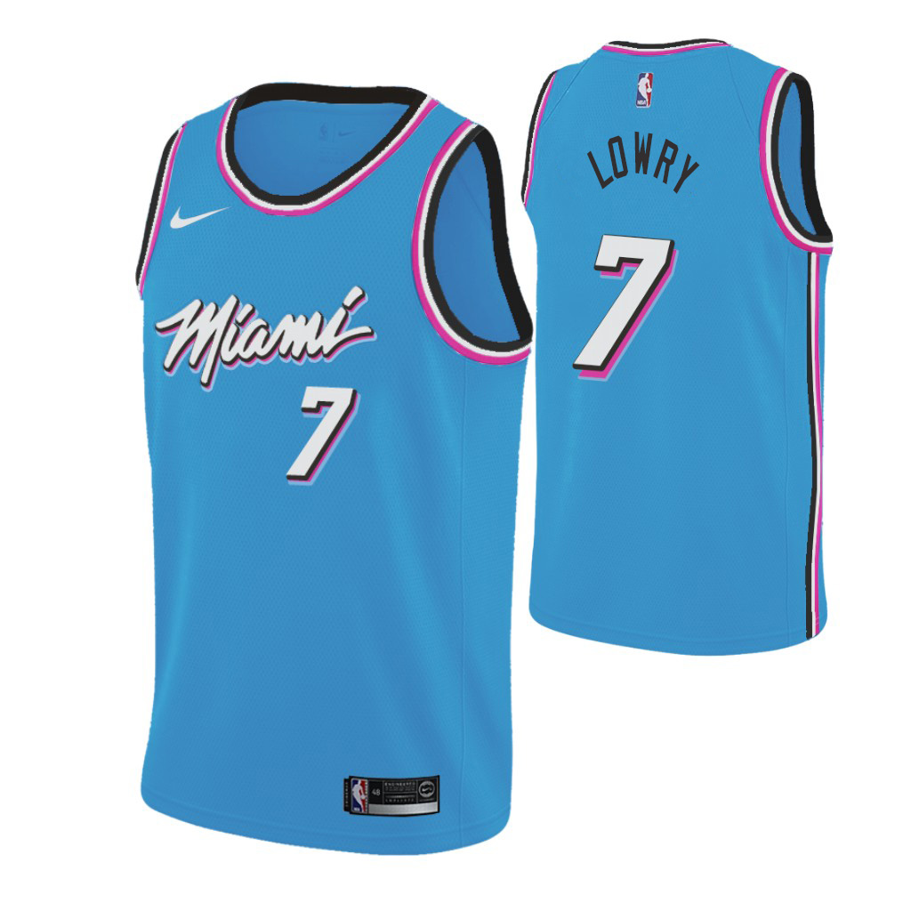 Nike Heat #7 Kyle Lowry 2019-20 Men's Blue Miami City Edition NBA Jersey Nike Heat #7 Kyle Lowry 2019-20 Men's Blue Miami City Edition NBA Jersey