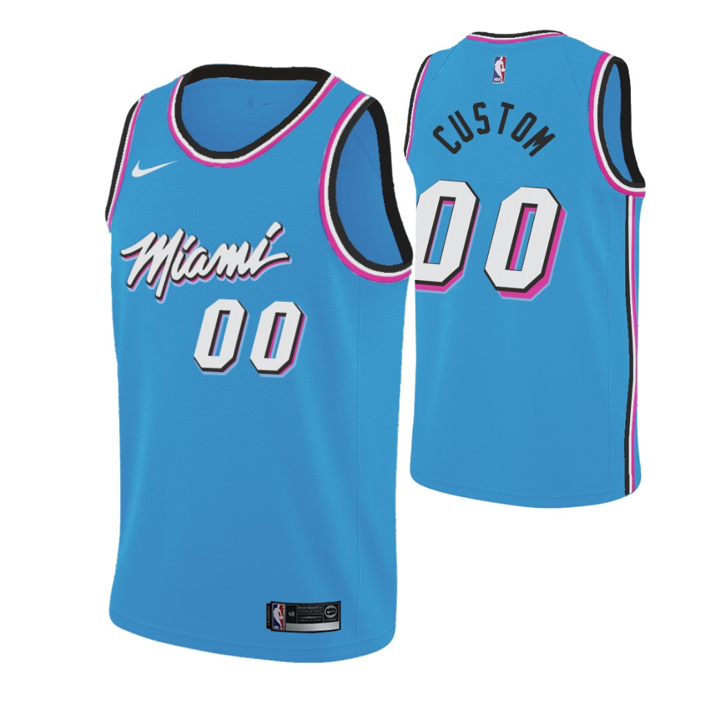 Nike Heat Custom 2019-20 Men's Blue Miami City Edition NBA Jersey Nike Heat Custom 2019-20 Men's Blue Miami City Edition NBA Jersey