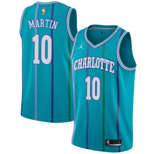 Nike Hornets #10 Caleb Martin Aqua NBA Jordan Swingman Hardwood Classics Jersey