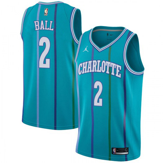 Nike Hornets #2 LaMelo Ball Aqua NBA Jordan Swingman Hardwood Classics Jersey