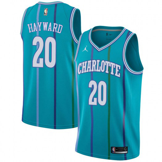 Nike Hornets #20 Gordon Hayward Aqua NBA Jordan Swingman Hardwood Classics Jersey