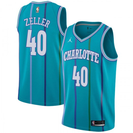 Nike Hornets #40 Cody Zeller Aqua NBA Jordan Swingman Hardwood Classics Jersey
