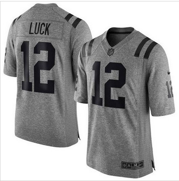 Nike Indianapolis Colts #12 Andrew Luck Gray Men''s Stitched NFL Limited Gridiron Gray Jersey Nike Indianapolis Colts #12 Andrew Luck Gray Men''s Stitched NFL Limited Gridiron Gray Jersey