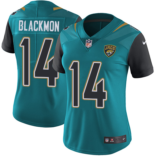 Nike Jaguars #14 Justin Blackmon Teal Green Team Color Women's Stitched NFL Vapor Untouchable Limited Jersey
