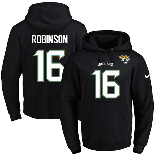Nike Jaguars #16 Denard Robinson Black Name & Number Pullover NFL Hoodie Nike Jaguars #16 Denard Robinson Black Name & Number Pullover NFL Hoodie