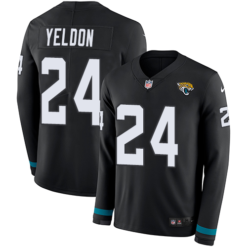 Nike Jaguars #24 T.J. Yeldon Black Team Color Men's Stitched NFL Limited Therma Long Sleeve Jersey Nike Jaguars #24 T.J. Yeldon Black Team Color Men's Stitched NFL Limited Therma Long Sleeve Jersey