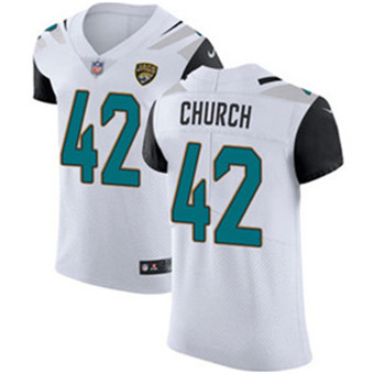 Nike Jaguars #42 Barry Church White Men's Stitched NFL Vapor Untouchable Elite Jersey