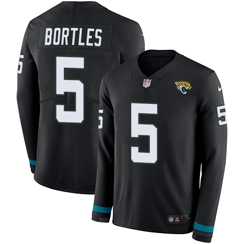 Nike Jaguars #5 Blake Bortles Black Team Color Men's Stitched NFL Limited Therma Long Sleeve Jersey Nike Jaguars #5 Blake Bortles Black Team Color Men's Stitched NFL Limited Therma Long Sleeve Jersey