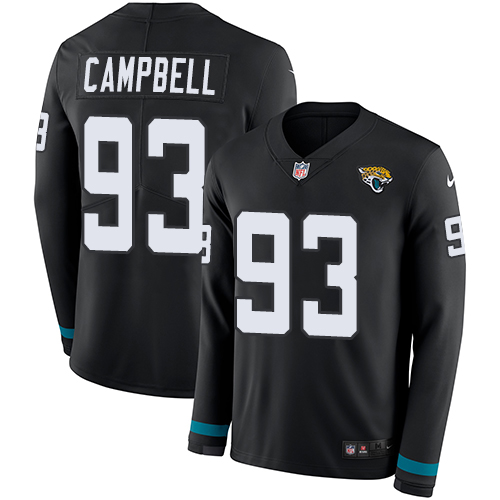 Nike Jaguars #93 Calais Campbell Black Team Color Men's Stitched NFL Limited Therma Long Sleeve Jersey Nike Jaguars #93 Calais Campbell Black Team Color Men's Stitched NFL Limited Therma Long Sleeve Jersey