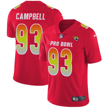 Nike Jaguars #93 Calais Campbell Red Women's Stitched NFL Limited AFC 2018 Pro Bowl Jersey