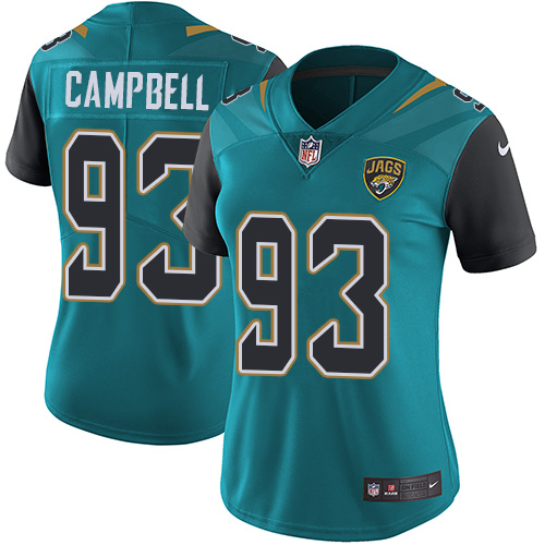 Nike Jaguars #93 Calais Campbell Teal Green Team Color Women's Stitched NFL Vapor Untouchable Limited Jersey
