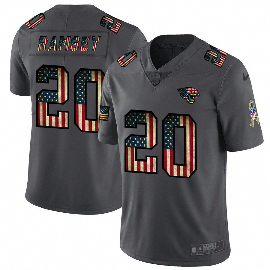 Nike Jaguars 20 Jalen Ramsey 2019 Salute To Service USA Flag Fashion Limited Jersey Nike Jaguars 20 Jalen Ramsey 2019 Salute To Service USA Flag Fashion Limited Jersey
