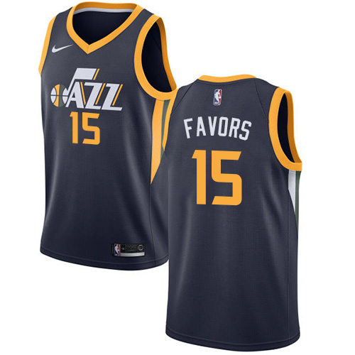 Nike Jazz #15 Derrick Favors Navy NBA Swingman Icon Edition Jersey