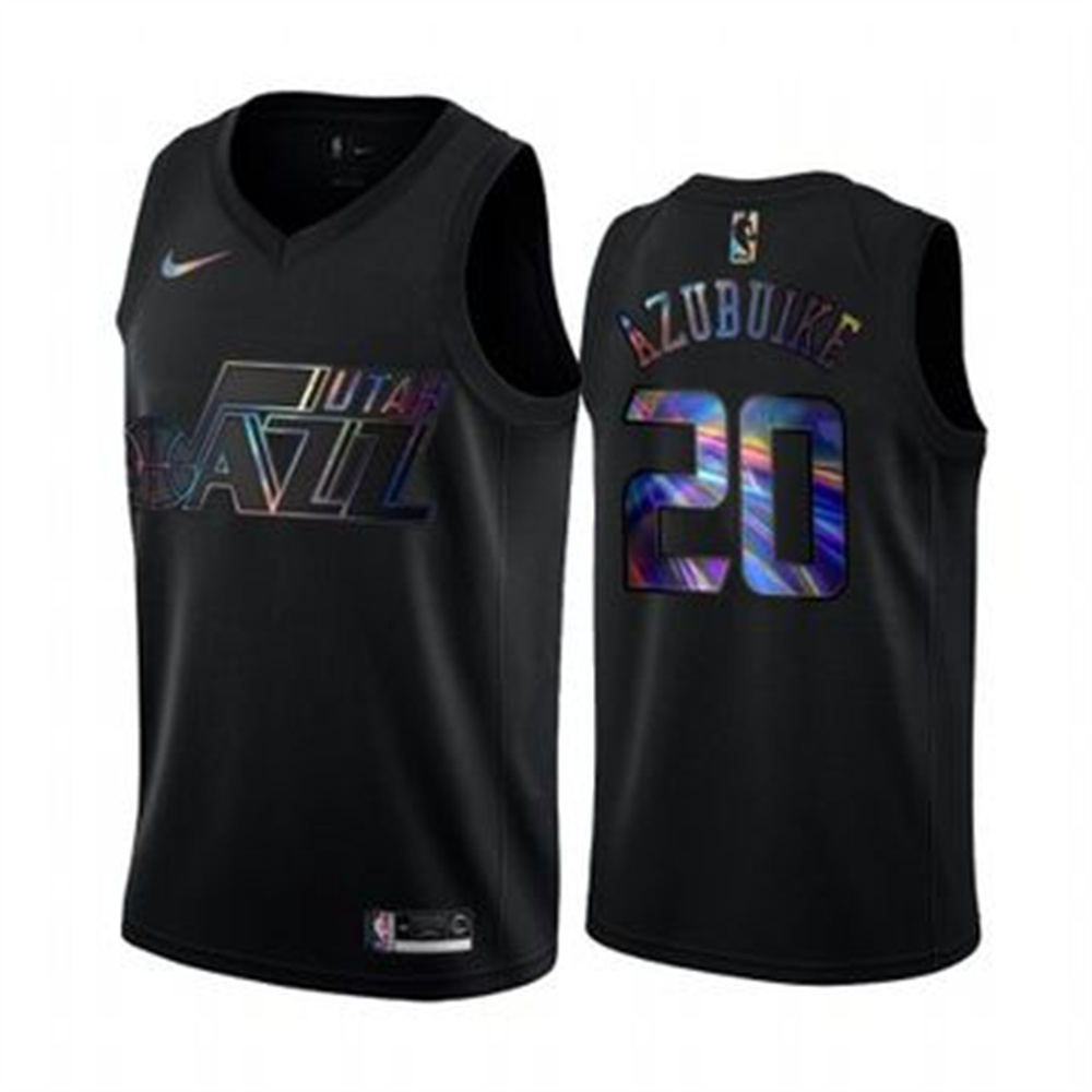 Nike Jazz #20 Udoka Azubuike Men's Iridescent Holographic Collection NBA Jersey - Black Nike Jazz #20 Udoka Azubuike Men's Iridescent Holographic Collection NBA Jersey - Black