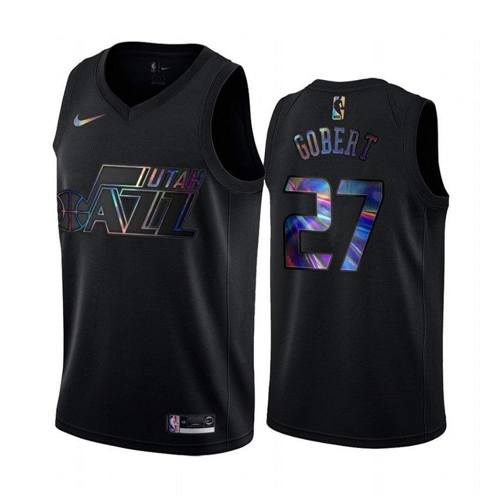 Nike Jazz #27 Rudy Gobert Men's Iridescent Holographic Collection NBA Jersey - Black Nike Jazz #27 Rudy Gobert Men's Iridescent Holographic Collection NBA Jersey - Black