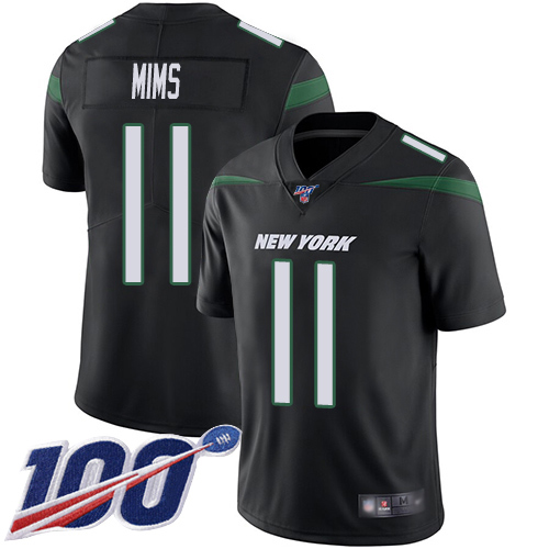 Nike Jets #11 Denzel Mim Black Alternate Men's Stitched NFL 100th Season Vapor Untouchable Limited Jersey Nike Jets #11 Denzel Mim Black Alternate Men's Stitched NFL 100th Season Vapor Untouchable Limited Jersey