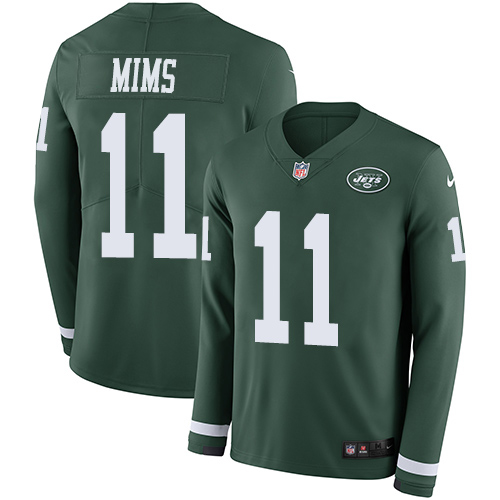 Nike Jets #11 Denzel Mim Green Team Color Men's Stitched NFL Limited Therma Long Sleeve Jersey Nike Jets #11 Denzel Mim Green Team Color Men's Stitched NFL Limited Therma Long Sleeve Jersey