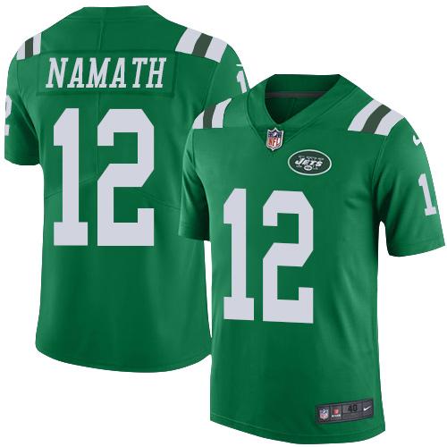 Nike Jets #12 Joe Namath Green Men's Stitched NFL Elite Rush Jersey Nike Jets #12 Joe Namath Green Men's Stitched NFL Elite Rush Jersey