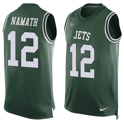 Nike Jets #12 Joe Namath Green Team Color Men's Stitched NFL Limited Tank Top Jersey Nike Jets #12 Joe Namath Green Team Color Men's Stitched NFL Limited Tank Top Jersey