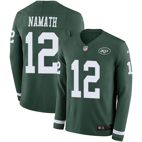 Nike Jets #12 Joe Namath Green Team Color Men's Stitched NFL Limited Therma Long Sleeve Jersey Nike Jets #12 Joe Namath Green Team Color Men's Stitched NFL Limited Therma Long Sleeve Jersey
