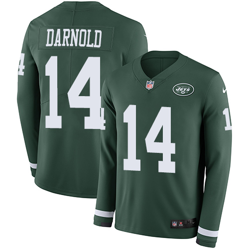 Nike Jets #14 Sam Darnold Green Team Color Men's Stitched NFL Limited Therma Long Sleeve Jersey Nike Jets #14 Sam Darnold Green Team Color Men's Stitched NFL Limited Therma Long Sleeve Jersey