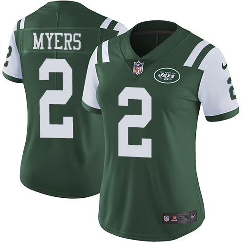 Nike Jets #2 Jason Myers Green Team Color Women's Stitched NFL Vapor Untouchable Limited Jersey