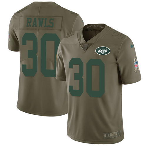 Nike Jets #30 Thomas Rawls Olive Men's Stitched NFL Limited 2017 Salute To Service Jersey