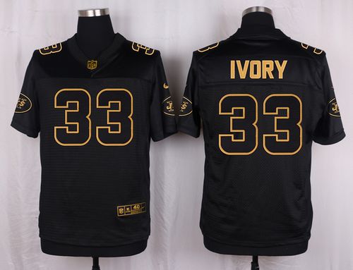 Nike Jets #33 Chris Ivory Black Men's Stitched NFL Elite Pro Line Gold Collection Jersey Nike Jets #33 Chris Ivory Black Men's Stitched NFL Elite Pro Line Gold Collection Jersey