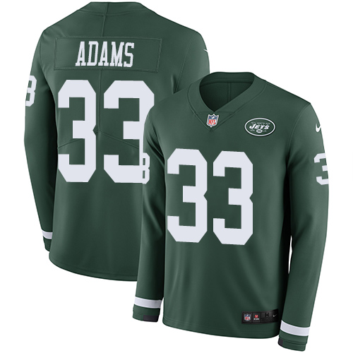 Nike Jets #33 Jamal Adams Green Team Color Men's Stitched NFL Limited Therma Long Sleeve Jersey Nike Jets #33 Jamal Adams Green Team Color Men's Stitched NFL Limited Therma Long Sleeve Jersey