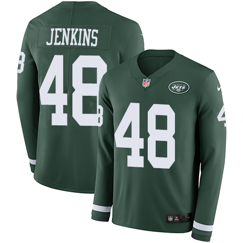 Nike Jets #48 Jordan Jenkins Green Team Color Men's Stitched NFL Limited Therma Long Sleeve Jersey Nike Jets #48 Jordan Jenkins Green Team Color Men's Stitched NFL Limited Therma Long Sleeve Jersey