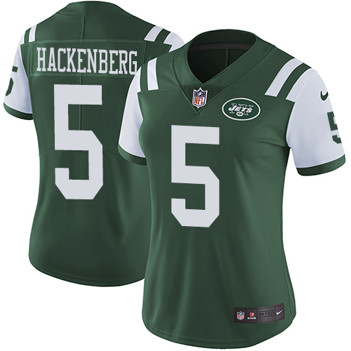 Nike Jets #5 Christian Hackenberg Green Team Color Women's Stitched NFL Vapor Untouchable Limited Jersey