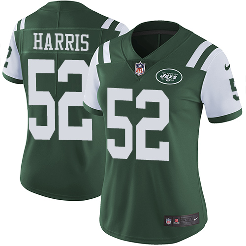 Nike Jets #52 David Harris Green Team Color Women's Stitched NFL Vapor Untouchable Limited Jersey