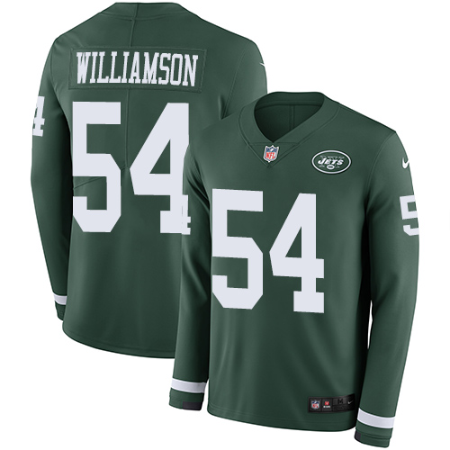 Nike Jets #54 Avery Williamson Green Team Color Men's Stitched NFL Limited Therma Long Sleeve Jersey Nike Jets #54 Avery Williamson Green Team Color Men's Stitched NFL Limited Therma Long Sleeve Jersey