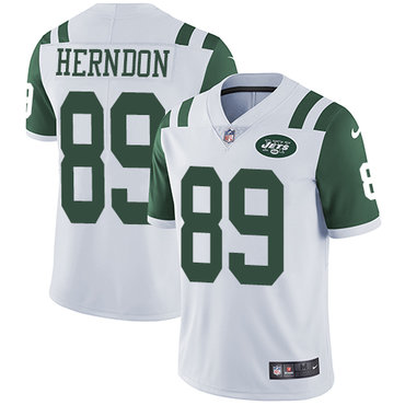 Nike Jets #89 Chris Herndon White Men's Stitched NFL Vapor Untouchable Limited Jersey