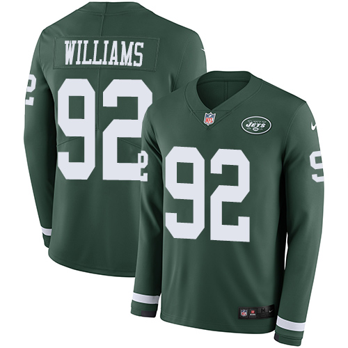 Nike Jets #92 Leonard Williams Green Team Color Men's Stitched NFL Limited Therma Long Sleeve Jersey Nike Jets #92 Leonard Williams Green Team Color Men's Stitched NFL Limited Therma Long Sleeve Jersey